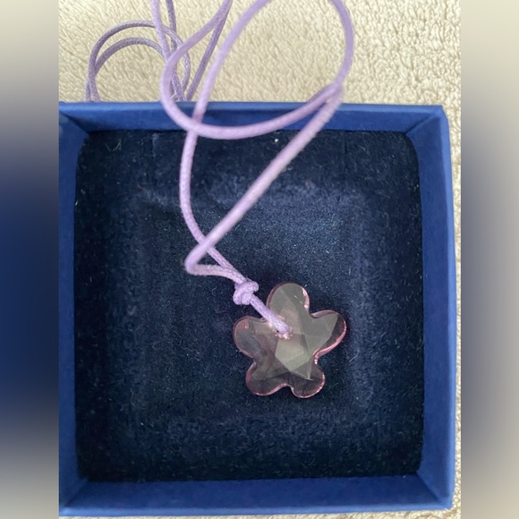 Swarovski Purple Crystal Flower Pendant with Purple Rope Necklace - Picture 3 of 3